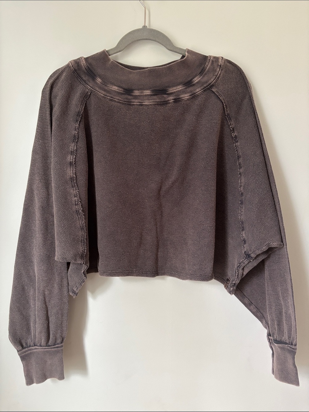 Free People We The Free Fun Times Thermal Cropped Turtle Pullover Size XL